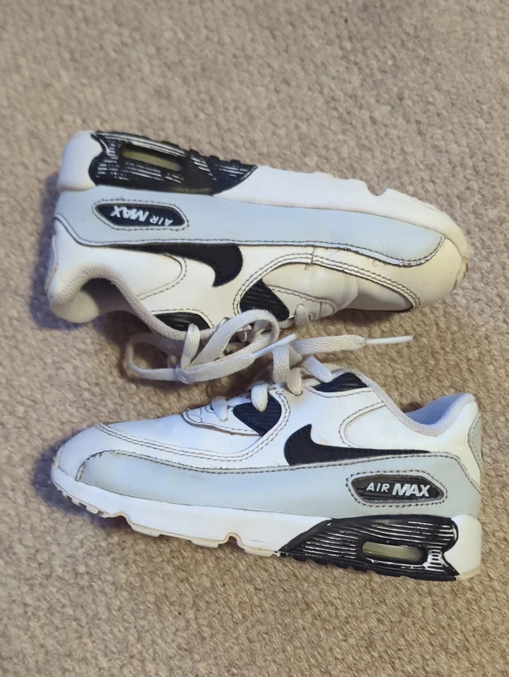 Youth Nike Air Max 90 Baby/Toddler Shoes Black/White Size 10C